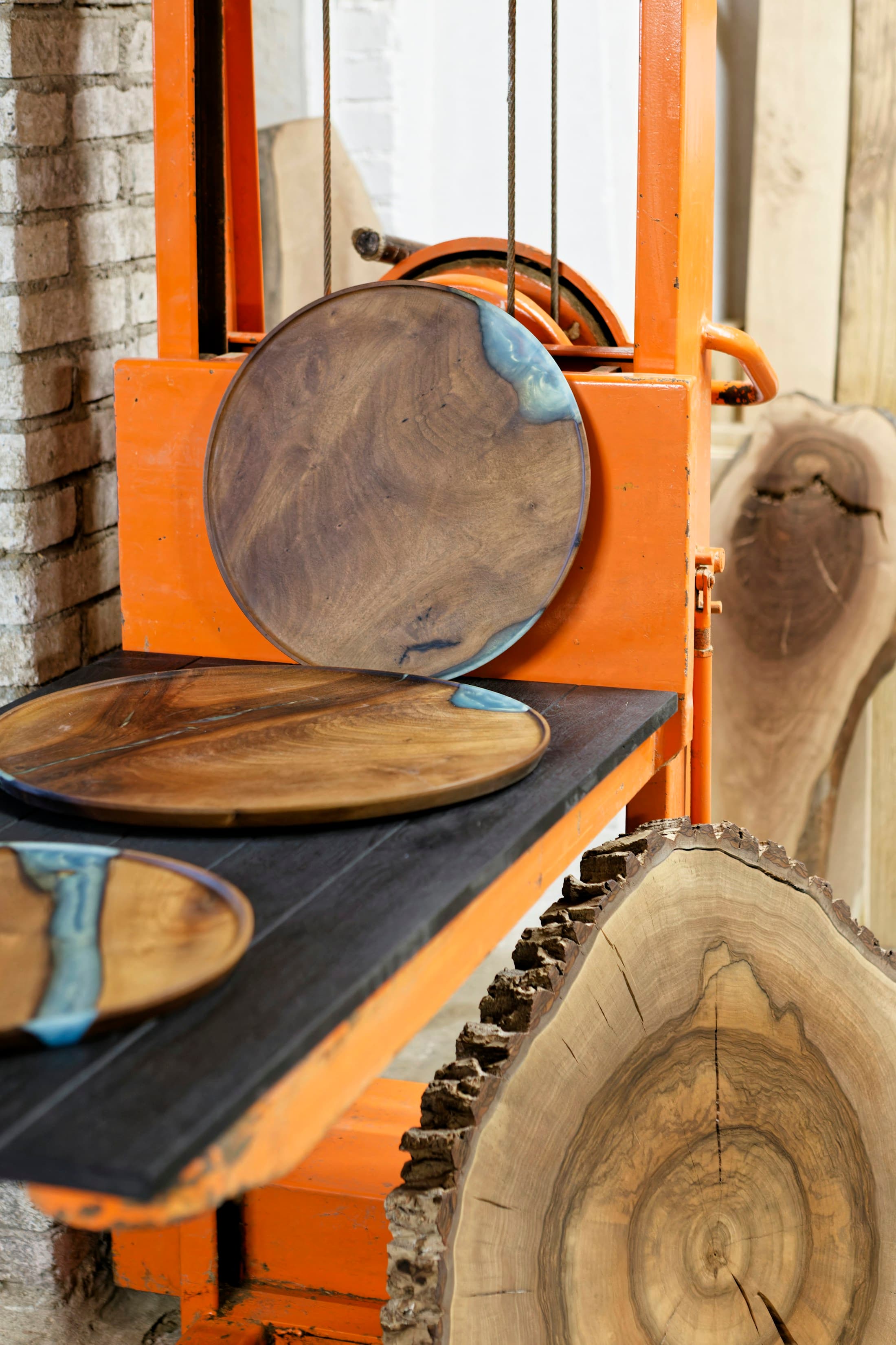 Wood pieces arranged during the making process