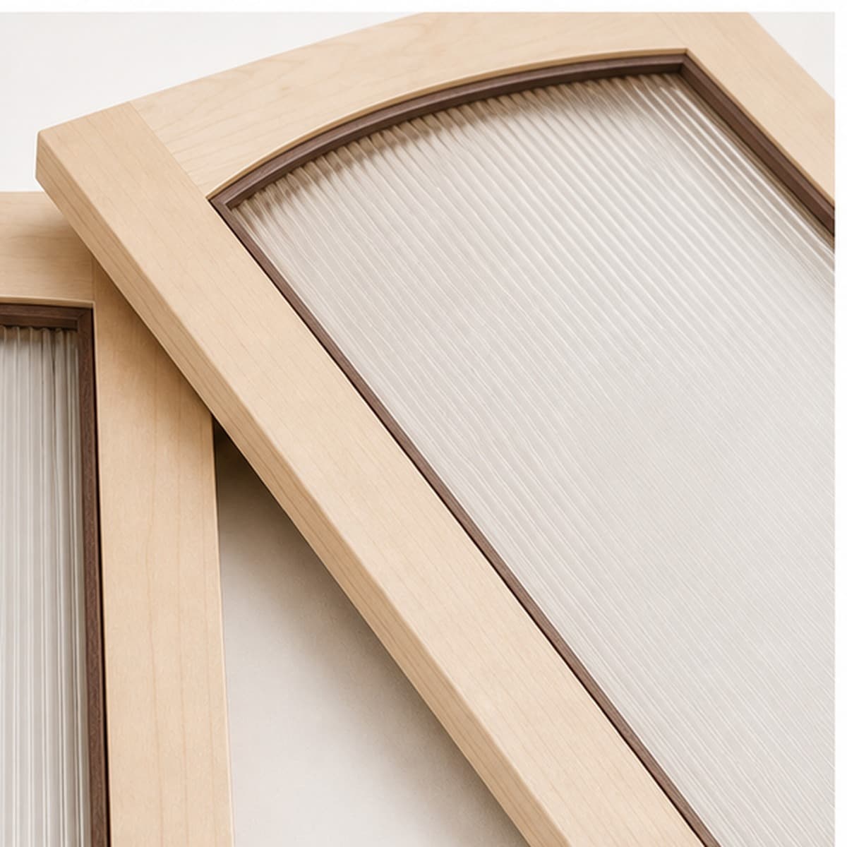 Arched Fluted Upper Cabinet Door Pair shown with parts, profile, or build details