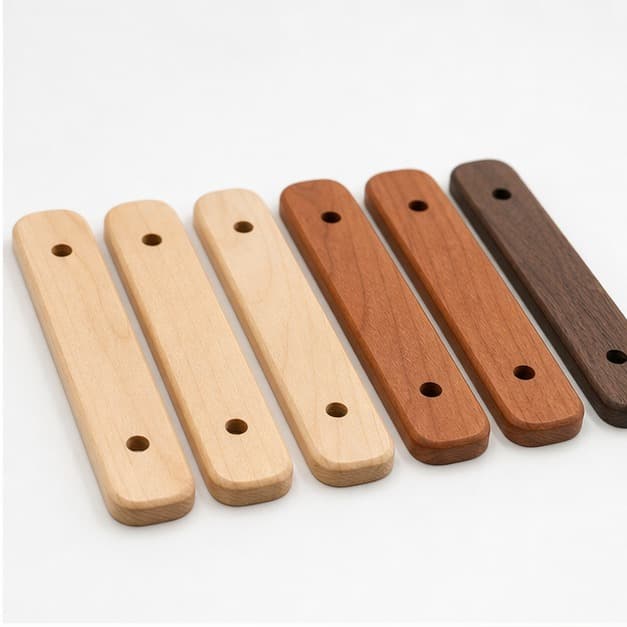 Low side angle showing the thickness and edge profile of Custom Cabinet Pull Hole-Cover Backplate Set
