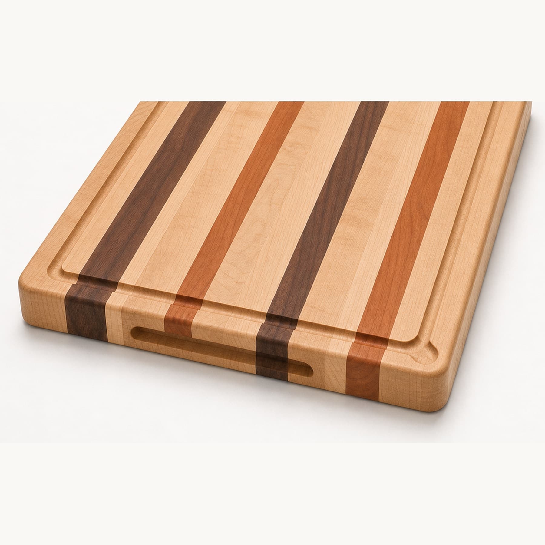 Low side angle showing the thickness and edge profile of Deep Groove Carving Board
