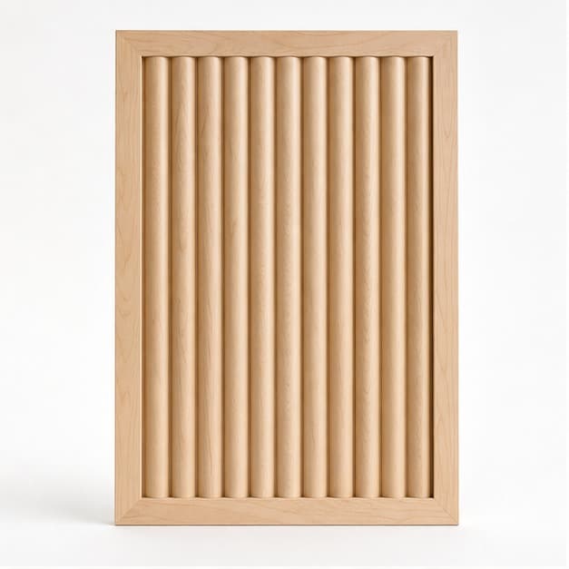 Fluted Kitchen Island End Panel Overlay photographed on a warm white product surface