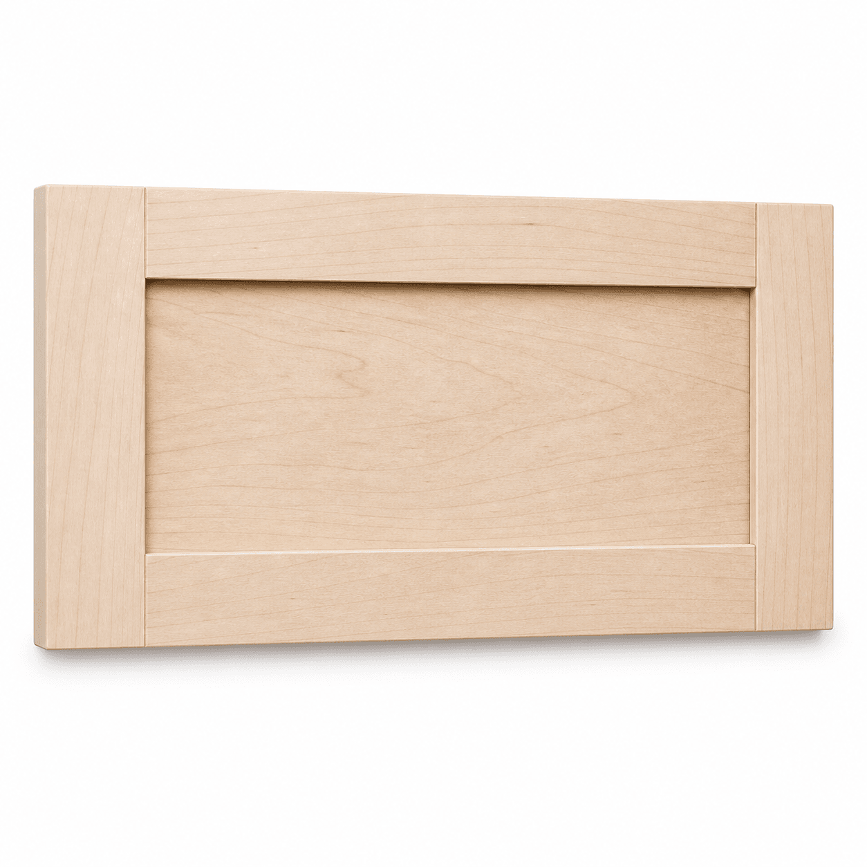 Hard maple replacement shaker drawer front with recessed center panel