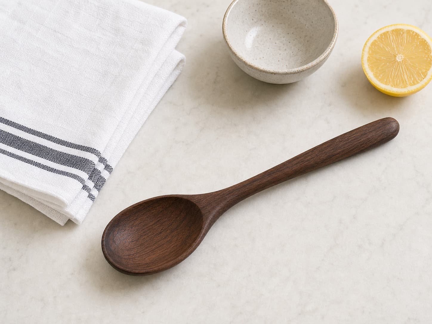 Classic Cooking Spoon shown with everyday kitchen items for scale