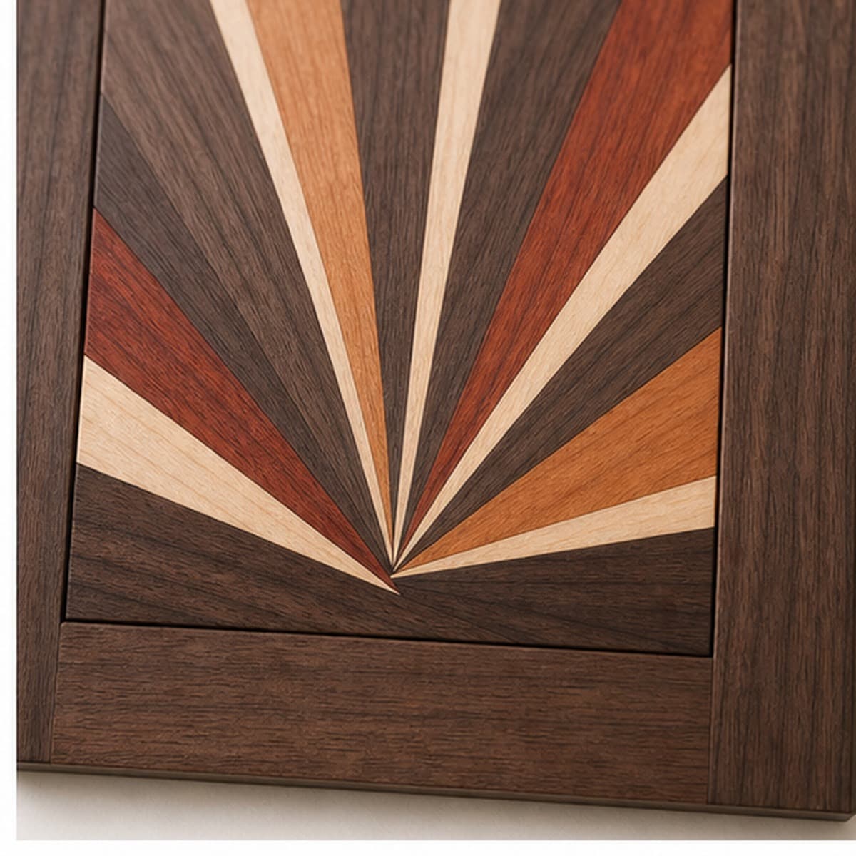 Close material and joinery detail of Art Deco Walnut Cabinet Door Pair