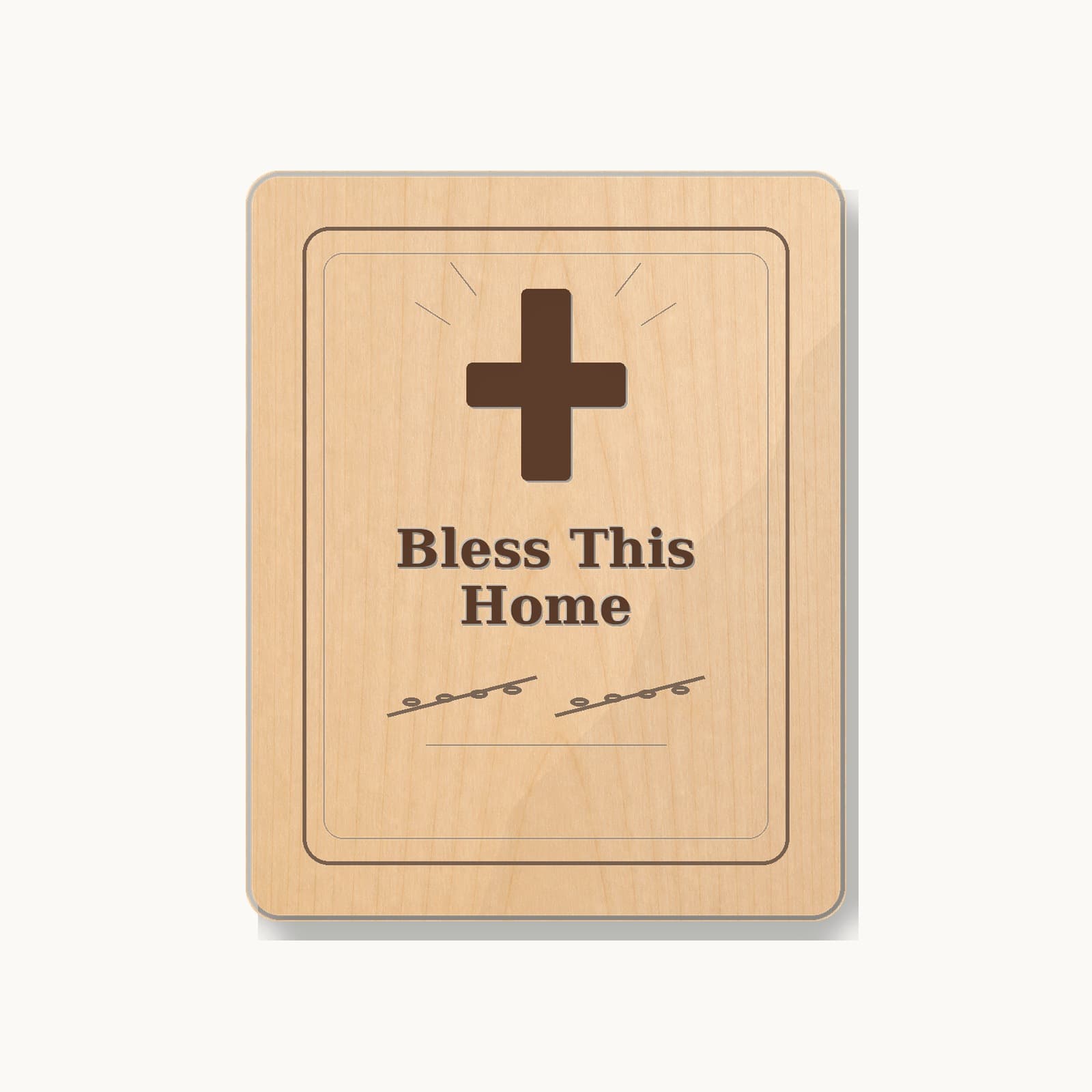 Bless This Home Maple Wall Plaque photographed on a warm white product surface