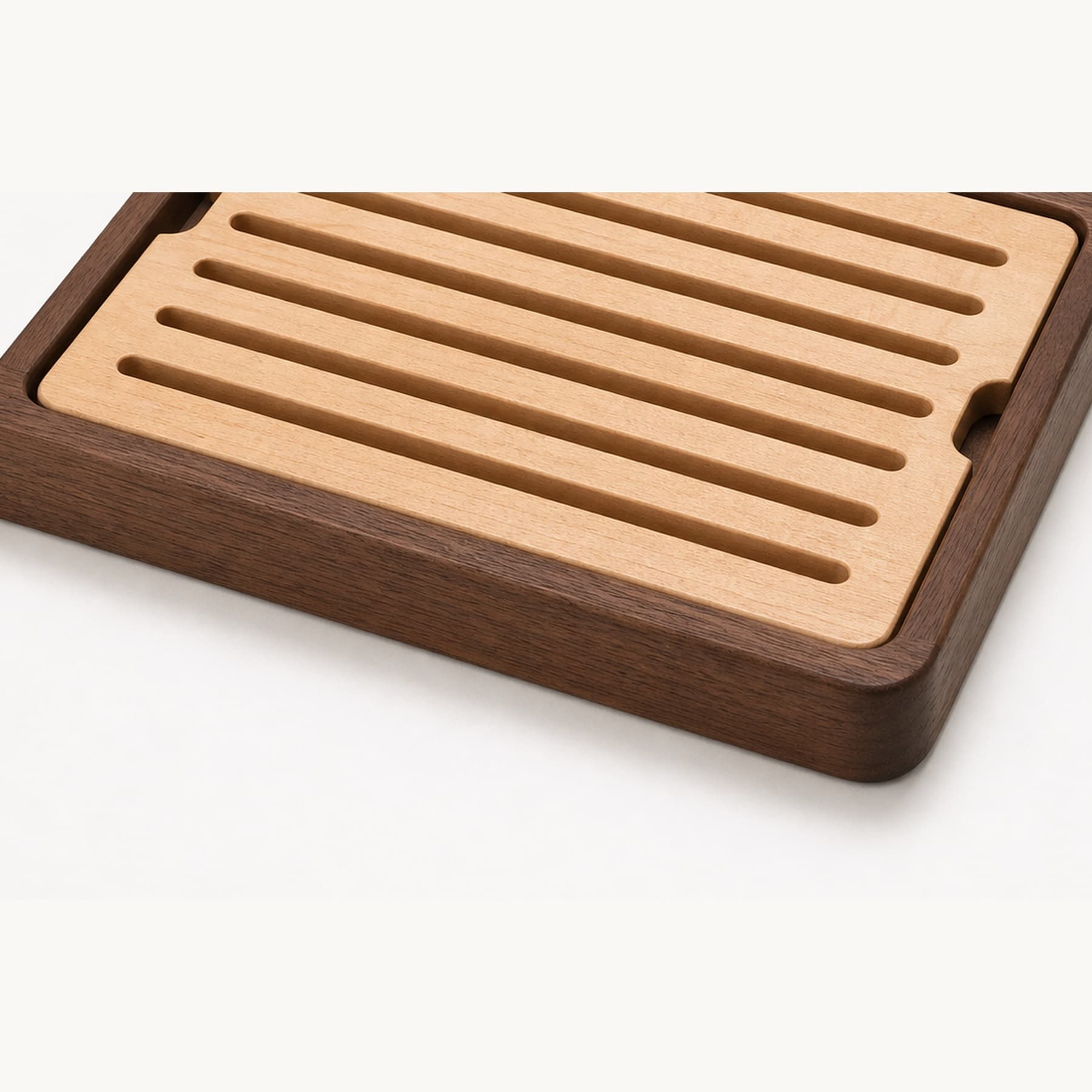 Low side angle showing the thickness and edge profile of Sourdough Bread Crumb Tray