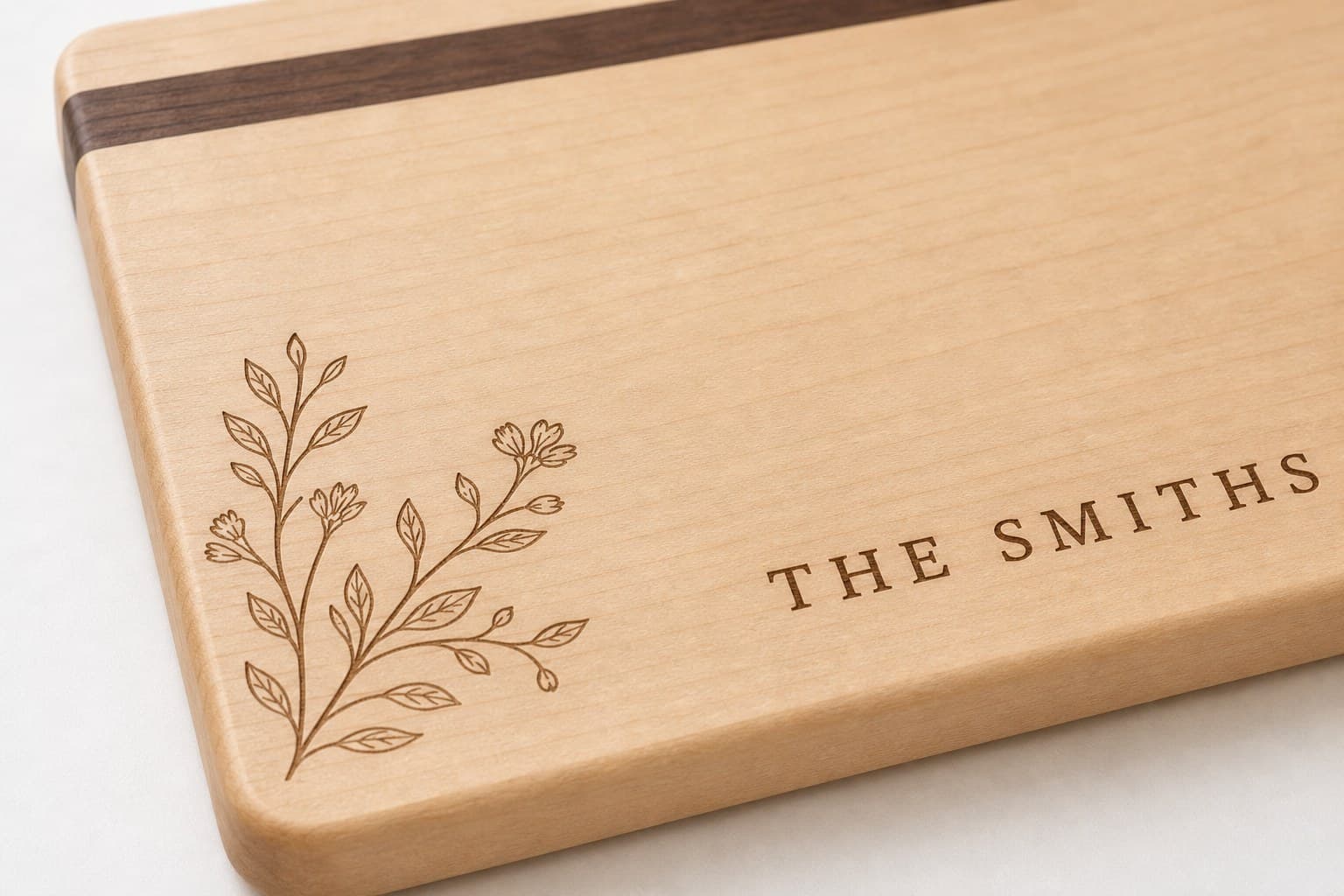 Close grain and material detail of Custom Engraved Maple Gift Board