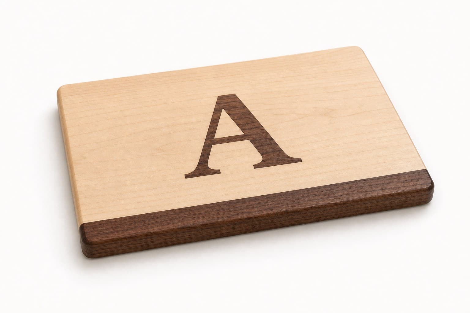 Custom Inlay Maple Gift Board photographed on a warm white product surface