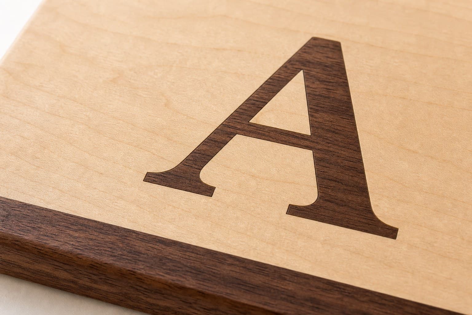 Close grain and material detail of Custom Inlay Maple Gift Board