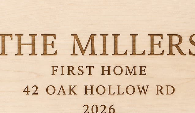 Close grain and material detail of Custom New Home Maple Cutting Board