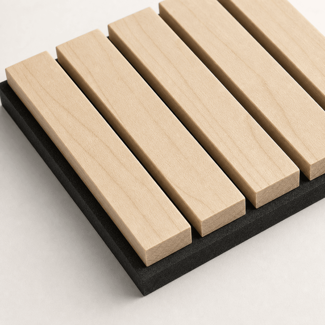 Close grain and material detail of One Wood Slat Wall Sample Panel