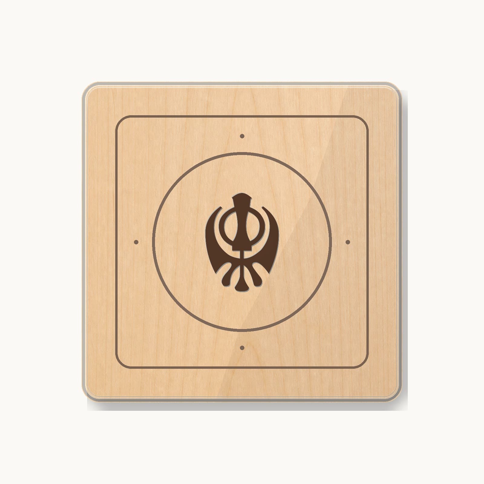 Khanda Maple Wall Plaque photographed on a warm white product surface