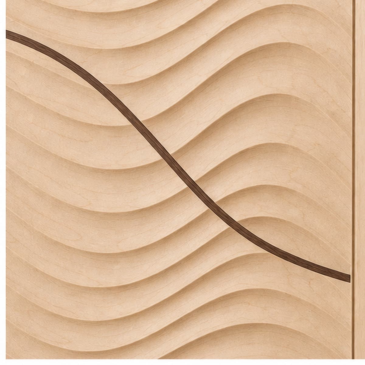 Close material and joinery detail of Parametric Wave Island End Panel