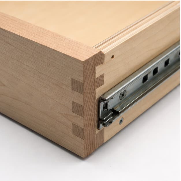 Close grain and material detail of Custom Pull-Out Cabinet Drawer Box