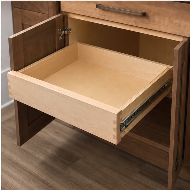 Custom Pull-Out Cabinet Drawer Box being used in a realistic kitchen setting