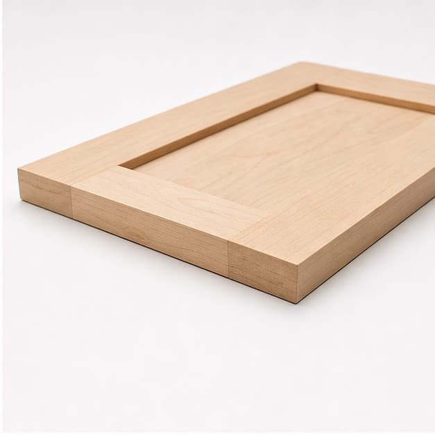 Low side angle showing the thickness and edge profile of Custom Replacement Shaker Drawer Front