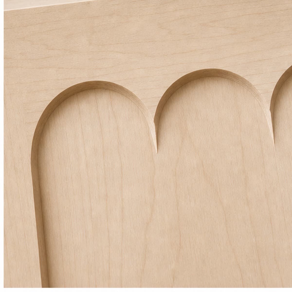 Close material and joinery detail of Scalloped Maple Vanity Front Set