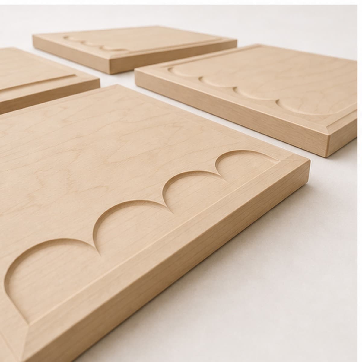 Scalloped Maple Vanity Front Set shown with parts, profile, or build details