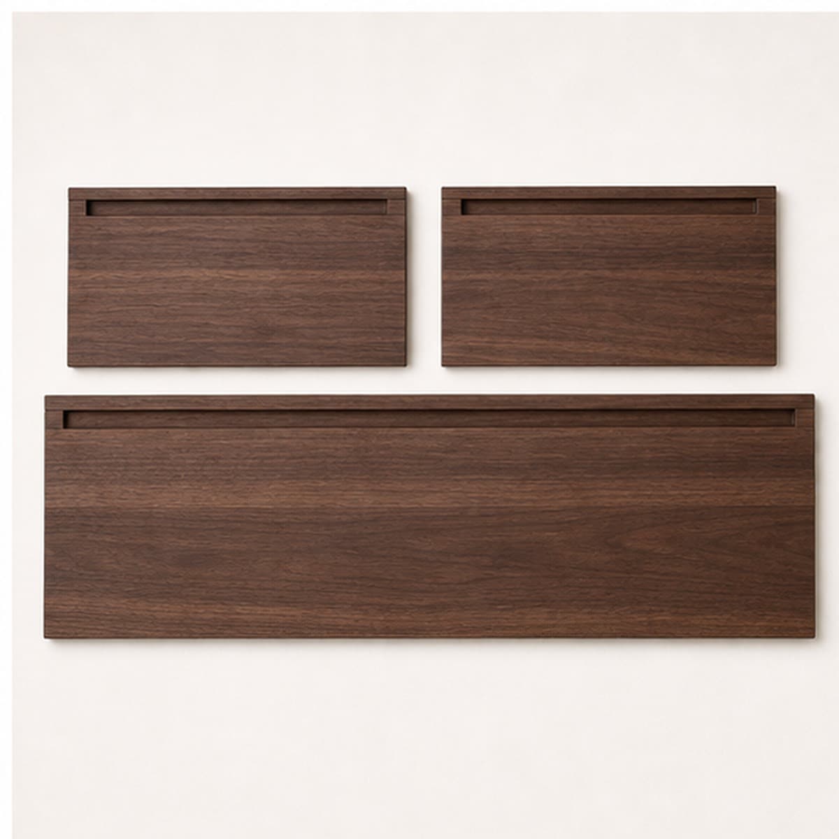 Walnut Floating Vanity Front Set shown as a clean product-only view on a warm white surface